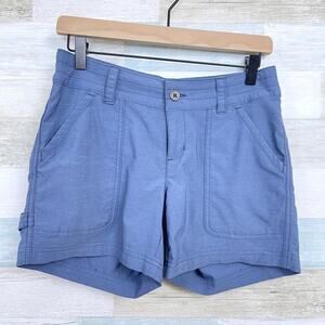 Columbia Pilsner Peak Hiking Shorts Blue 5" Inseam Mid Rise Lightweight Womens 4